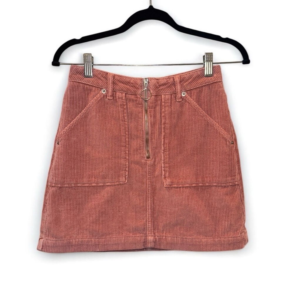 Topshop Pink Corduroy Skirt with Zip